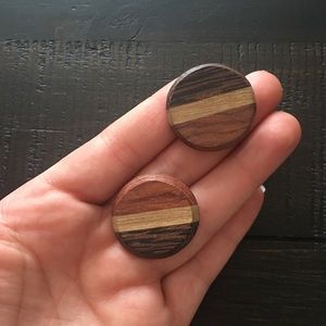 Three Tone Wood Earrings